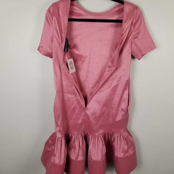Kimberly Goldson Brianna Pink Satin Ruffle Hem Mini Dress Size XS NWT - Picture 4 of 11